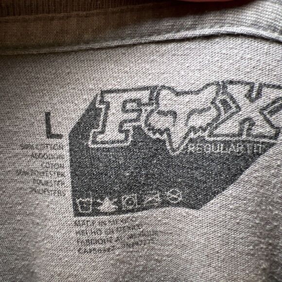 Fox Racing Graphic Logo T-Shirt Mens Large Y2K Vintage Gray Red Grunge Motocross - Picture 3 of 6